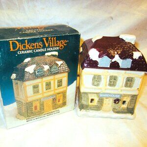 VTG DICKENS VILLAGE WAREHOUSE CANDLE HOLDER W/BOX
